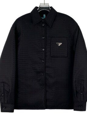 J30659 Prada black logo triangle lapel long-sleeved jacket size 38 brand new